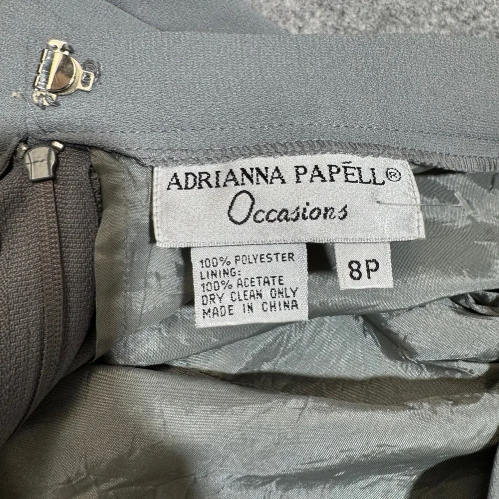 Adrianna Papell Occasions Sage Grey Maxi Skirt Side Slit Formal Evening 8P